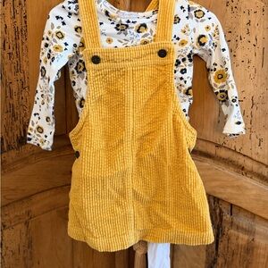 Tahari Mustard Corduroy Dress with Floral Top